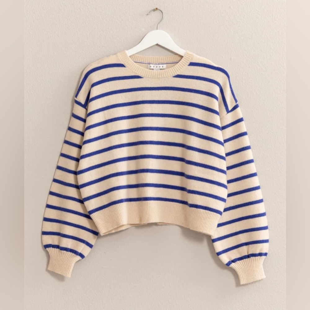 HYFVE Blue and Cream Striped Sweater